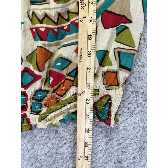 Nine West Short Sleeve Womens Top Large Beige Multicolor Geometric Career - Picture 5 of 10